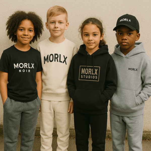 MORLX NOIR Kids Drip Hoodie – Black & Orange - Image 2