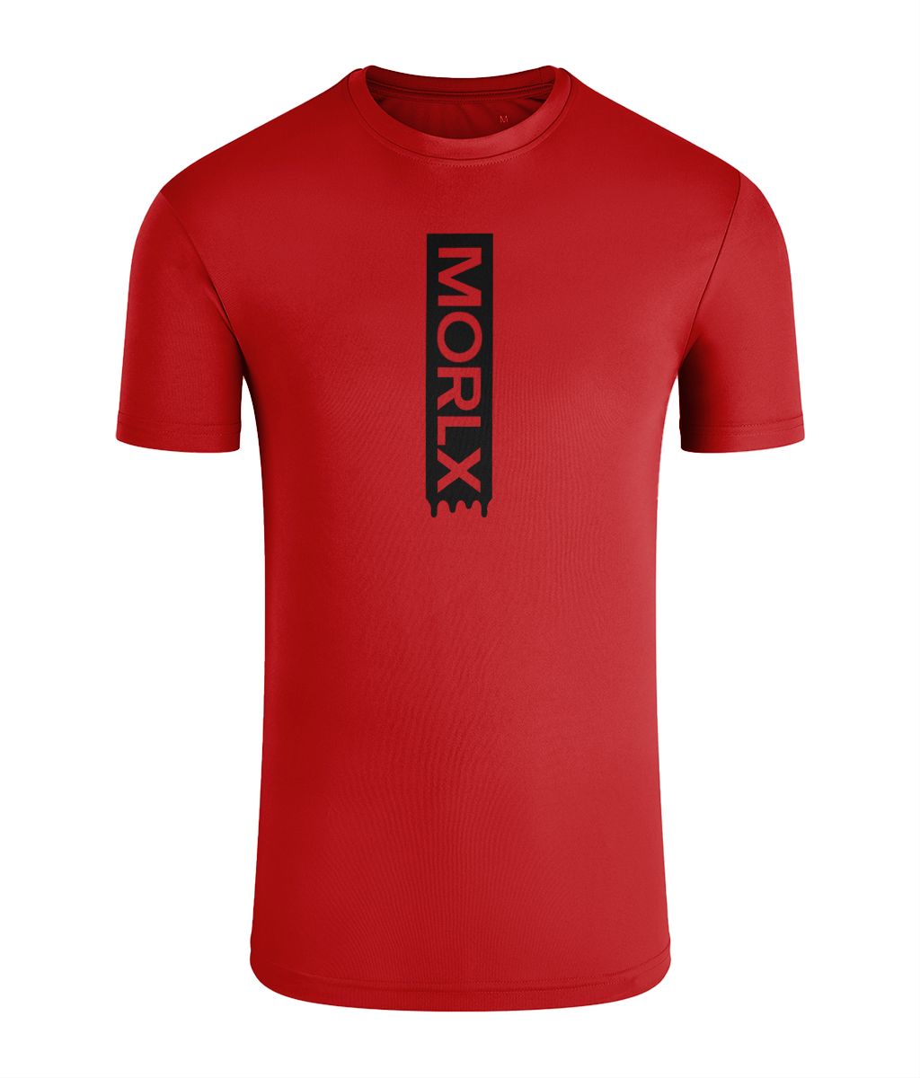 MORLX Kids’ “Drip Stack” Tee – Red & Black