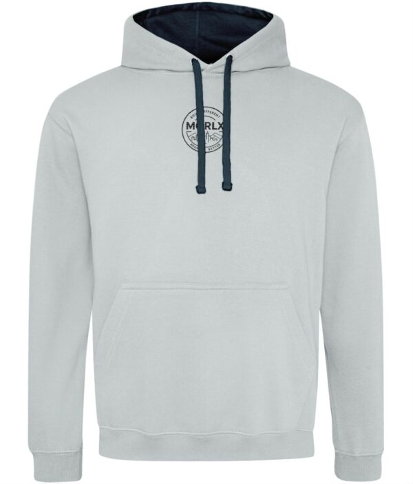 MORLX Men’s Dual-Tone Logo Hoodie – Light Grey & Navy